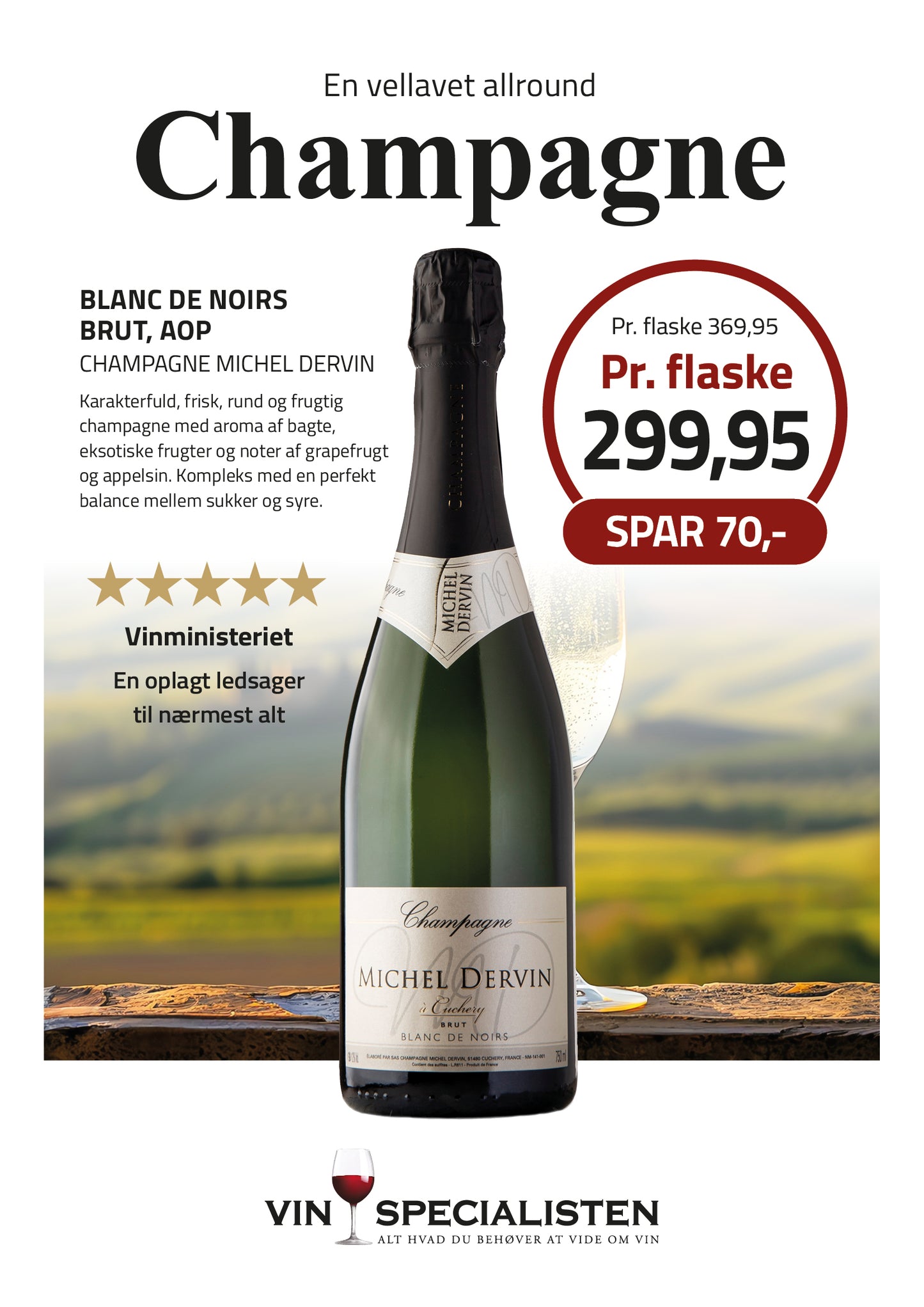 Blanc de Noirs Brut, AOP, Champagne Michel Dervin